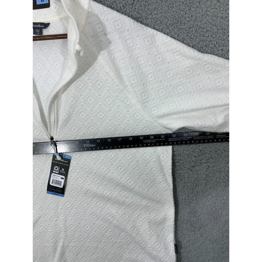 NWT EDDIE BAUER White Polar Fleece 1/4 Zip Long Sleeve Sweater Large $70 MSRP - Picture 8 of 11